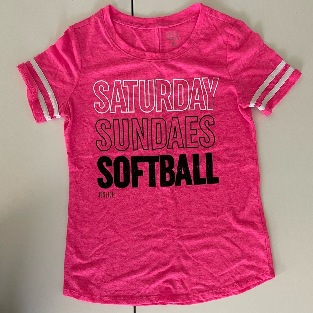 💜NWOT Justice Softball Tshirt Size 10